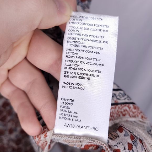 Othilia Anthropologie Malia Blouse Womens Medium Red Floral Lace Boho Peasant - Picture 10 of 11